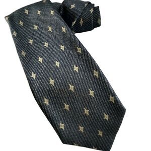 Today's Man Italian Made Tie Charcoal Gray Diamond Pattern  Dressy Career Work